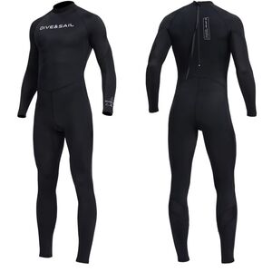 Men's Black Wet Suit For Diving Surfing & All Water Activities Full Body Cover